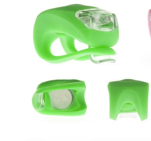LED bike safety light with flexible silicone body and clip-on attachment in multiple colours