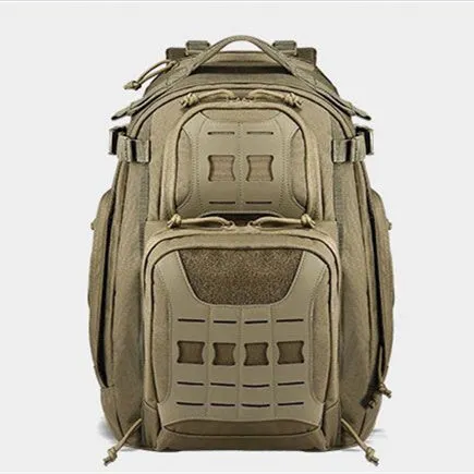 45L camouflage tactical backpack in khaki, 42L capacity, 600D polyester, outdoor travel and climbing use