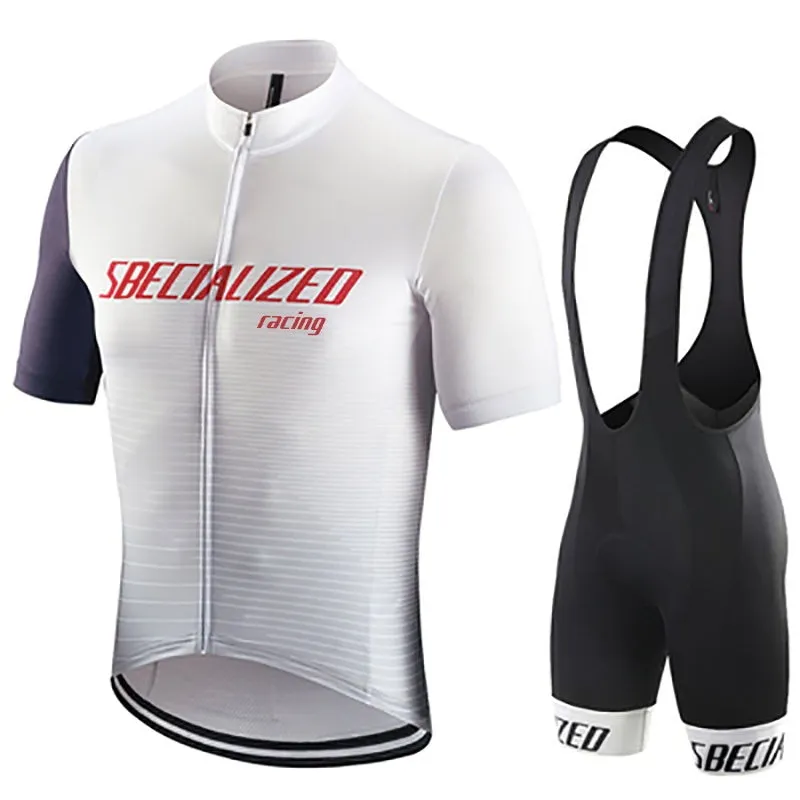 Summer men's mountain bike jersey suit with gel pad, polyester lycra fabric, 7 colours, XS to 4XL sizes