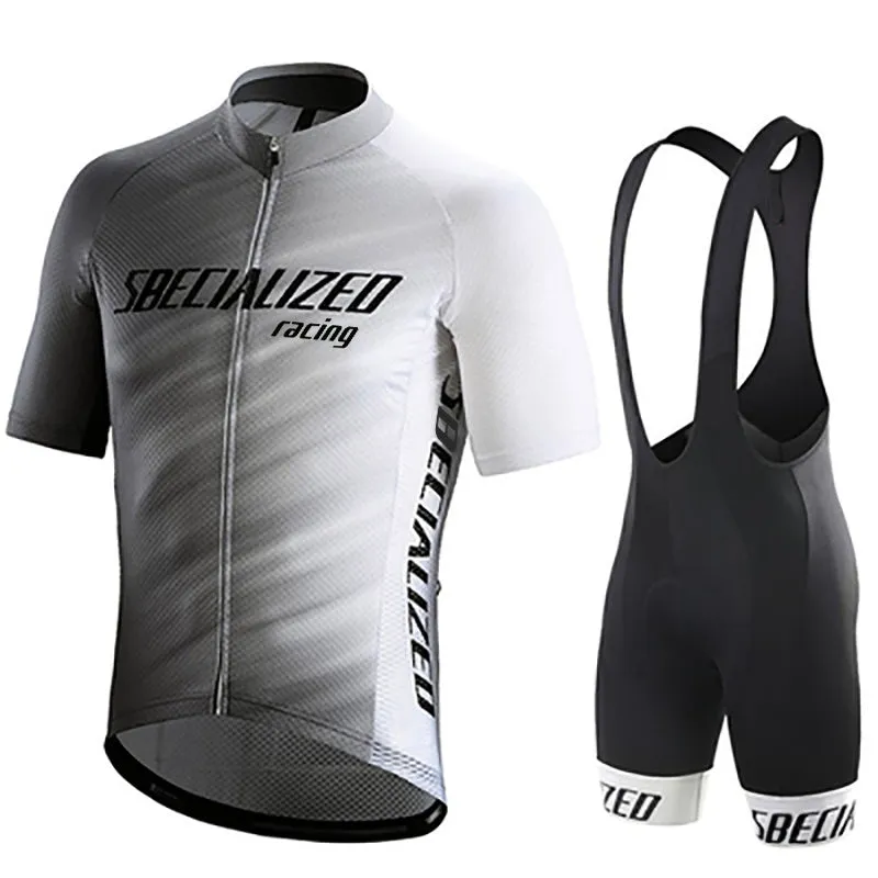 Summer men's mountain bike jersey suit with gel pad, polyester lycra fabric, 7 colours, XS to 4XL sizes