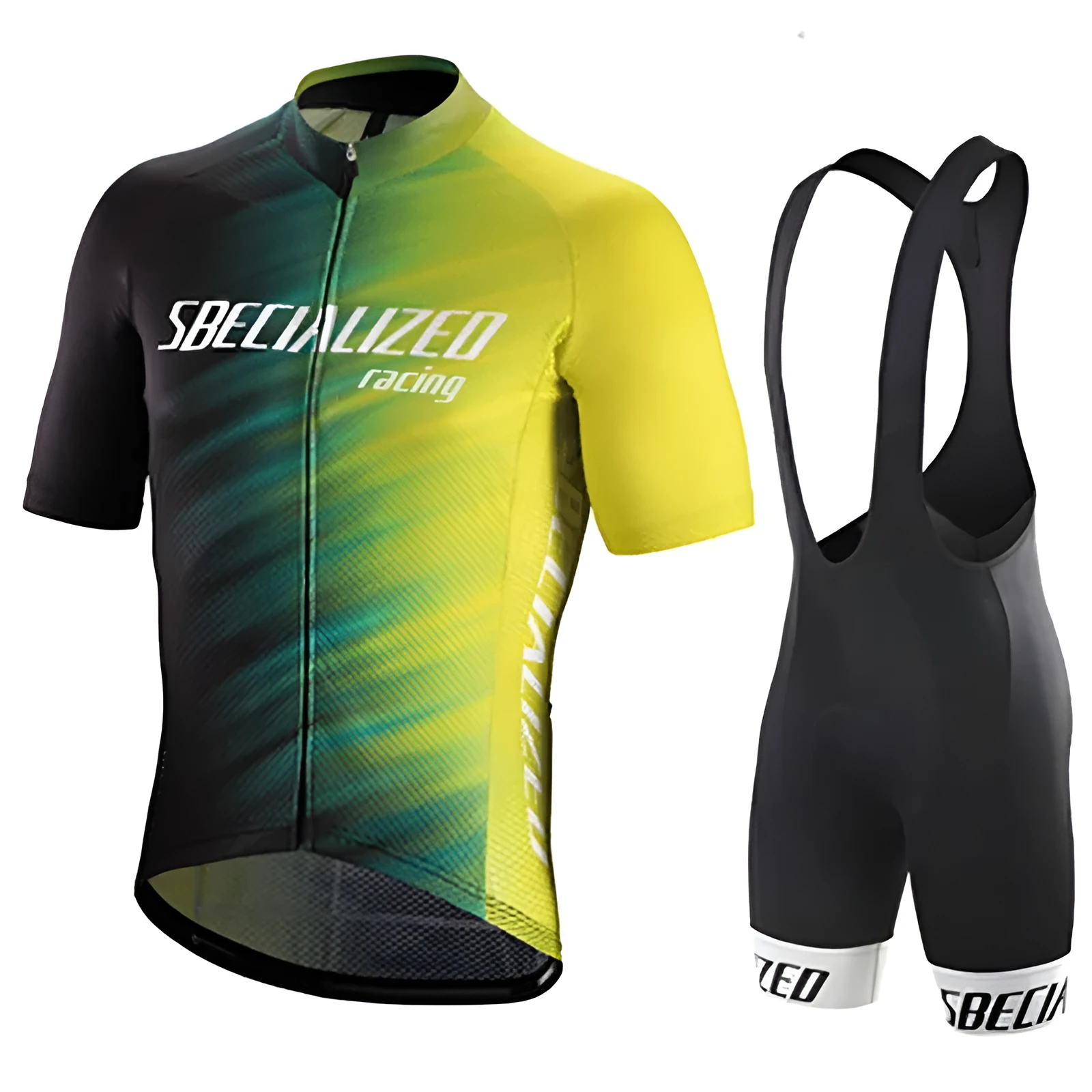 Summer men's mountain bike jersey suit with gel pad, polyester lycra fabric, 7 colours, XS to 4XL sizes