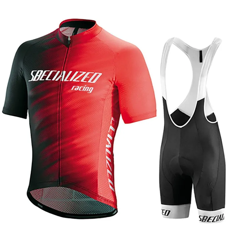 Summer men's mountain bike jersey suit with gel pad, polyester lycra fabric, 7 colours, XS to 4XL sizes