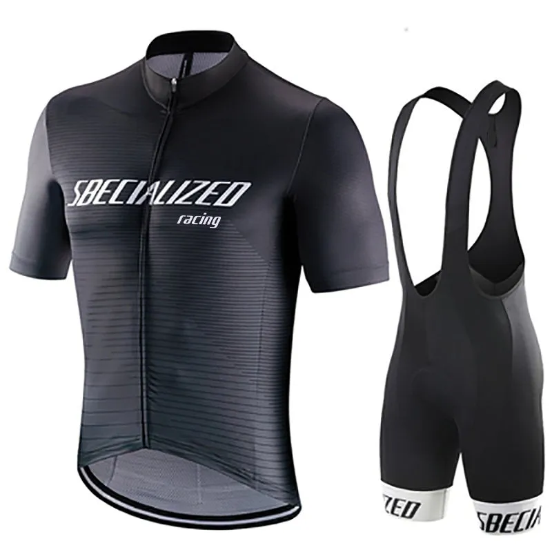 Summer men's mountain bike jersey suit with gel pad, polyester lycra fabric, 7 colours, XS to 4XL sizes
