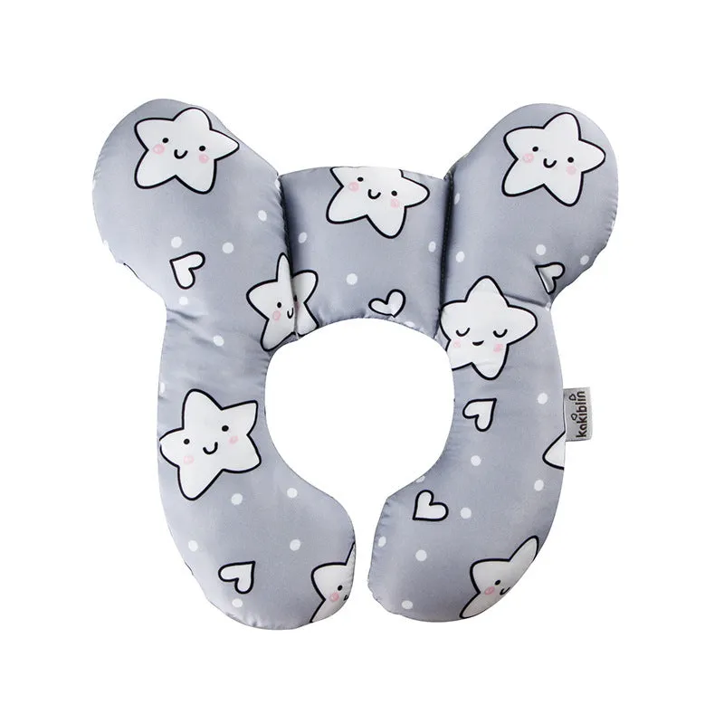 Cute cartoon print baby U-shape neck pillow 25x23cm with PP cotton filling for car seat travel
