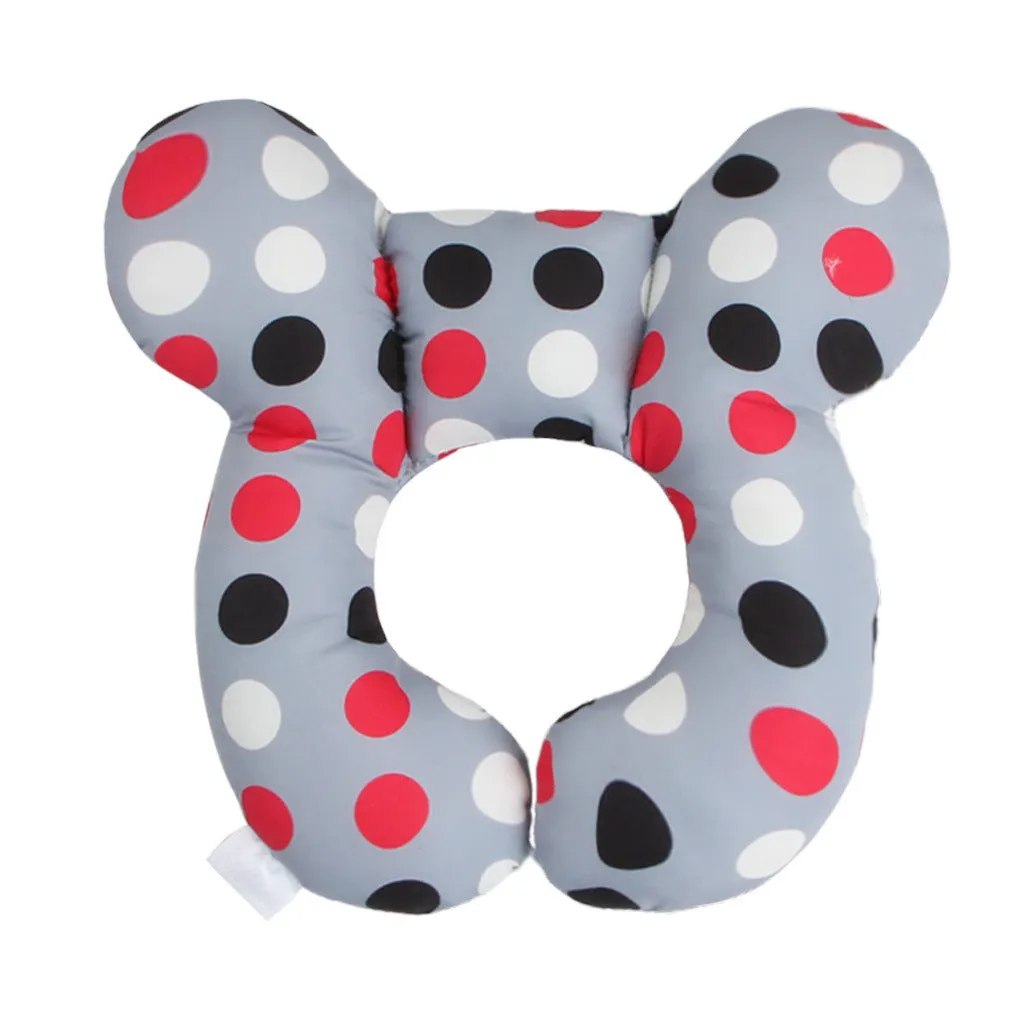 Cute cartoon print baby U-shape neck pillow 25x23cm with PP cotton filling for car seat travel