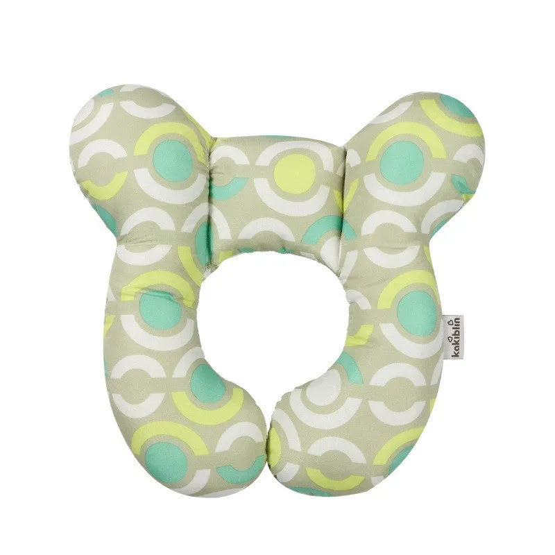 Cute cartoon print baby U-shape neck pillow 25x23cm with PP cotton filling for car seat travel