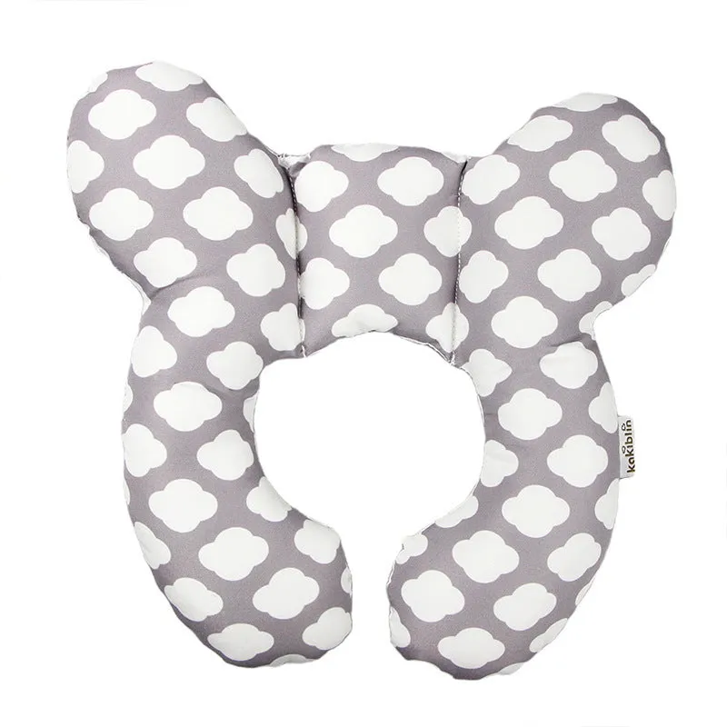 Cute cartoon print baby U-shape neck pillow 25x23cm with PP cotton filling for car seat travel
