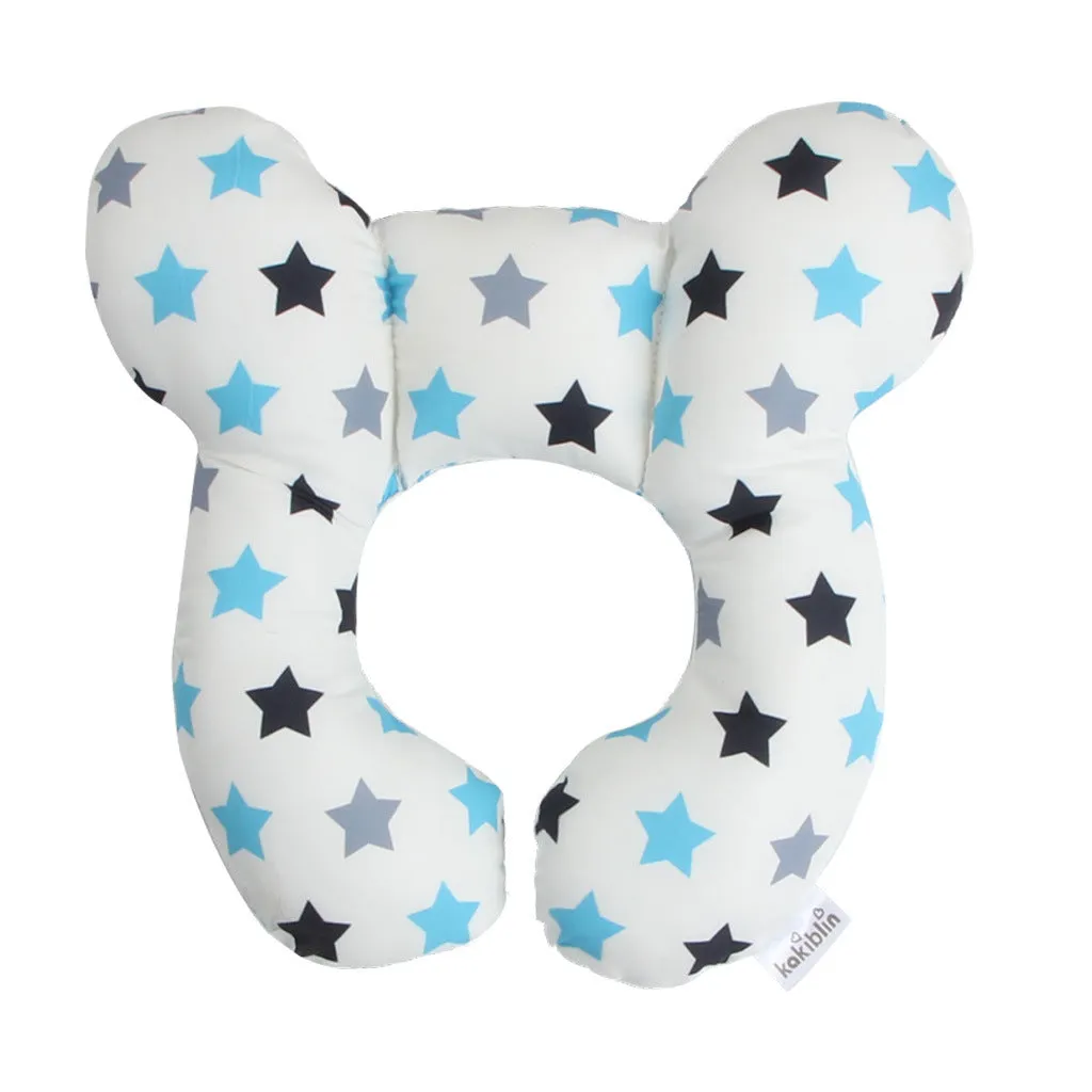 Cute cartoon print baby U-shape neck pillow 25x23cm with PP cotton filling for car seat travel