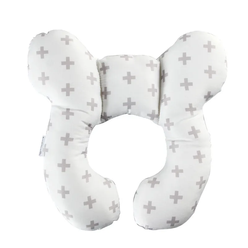 Cute cartoon print baby U-shape neck pillow 25x23cm with PP cotton filling for car seat travel