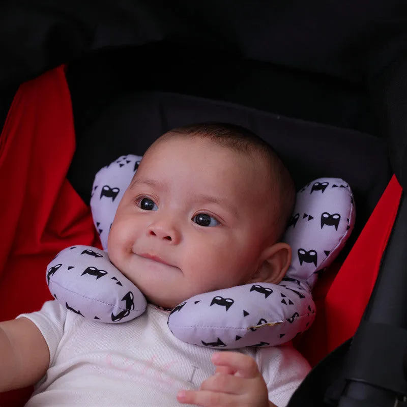 Cute cartoon print baby U-shape neck pillow 25x23cm with PP cotton filling for car seat travel