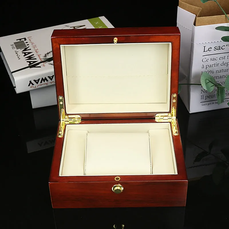 Brown MDF gloss paint custom packaging box with silk screen decoration, 18x13.5x8.5cm, heaven and earth cover