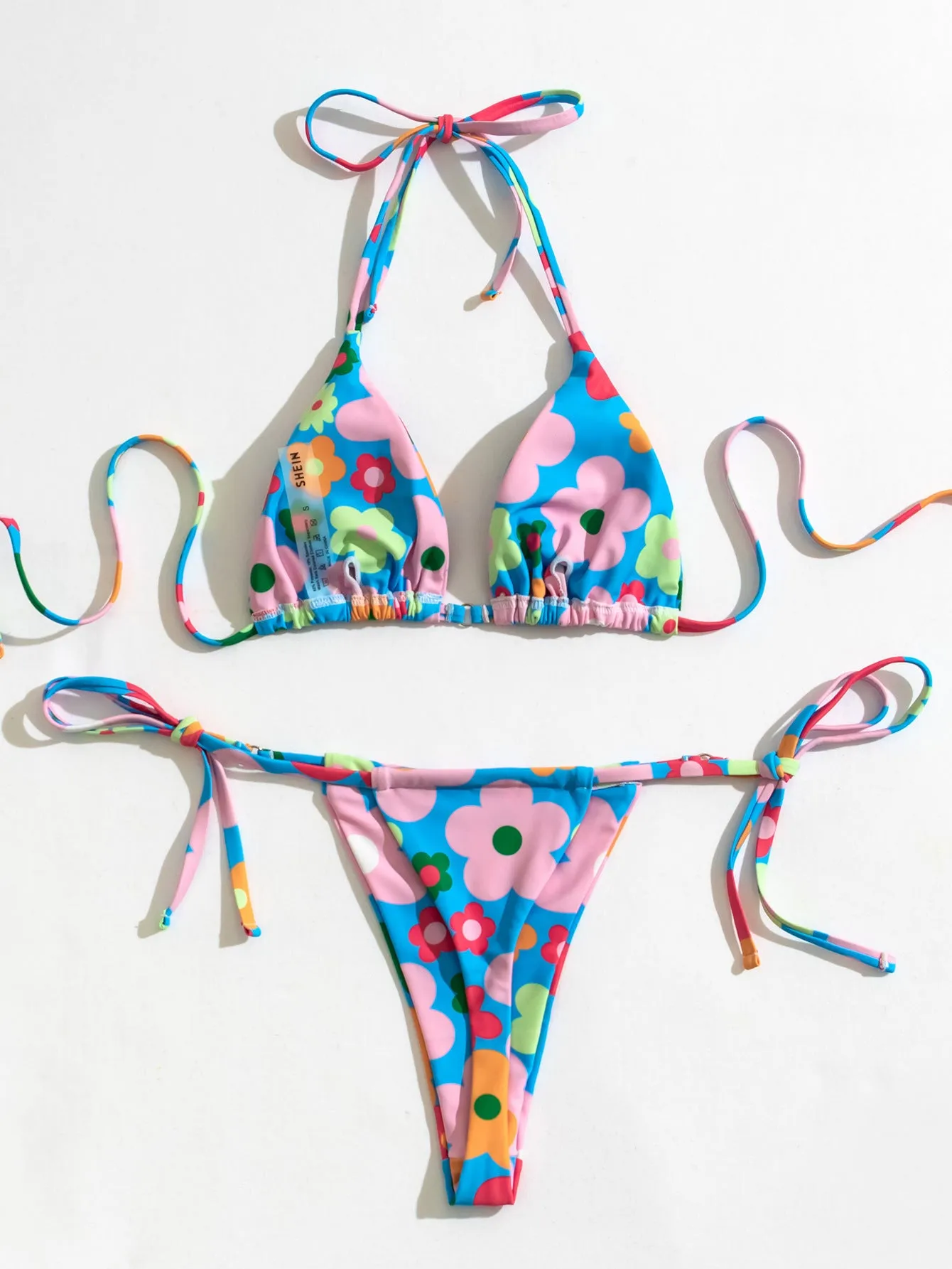 Ladies fashion print split bikini women backless tight two piece swimsuit polyester picture colour
