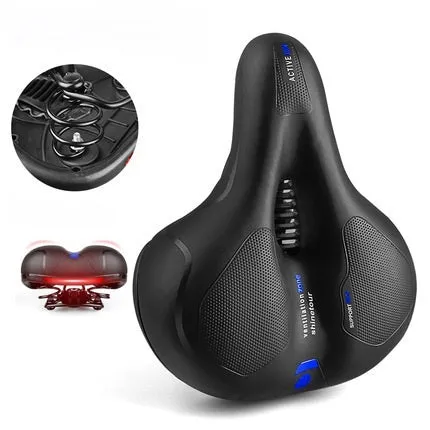 Bicycle padded cushion in brown leather fabric with thick sponge padding and air guide groove