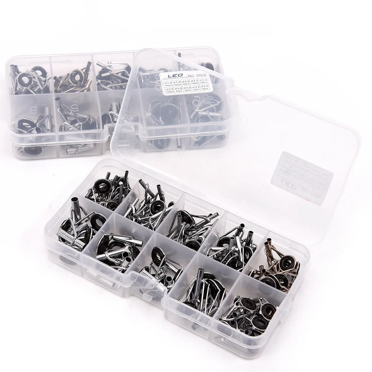 Boxed sea fishing rod guide ring set of 80 pieces in alloy material with storage box