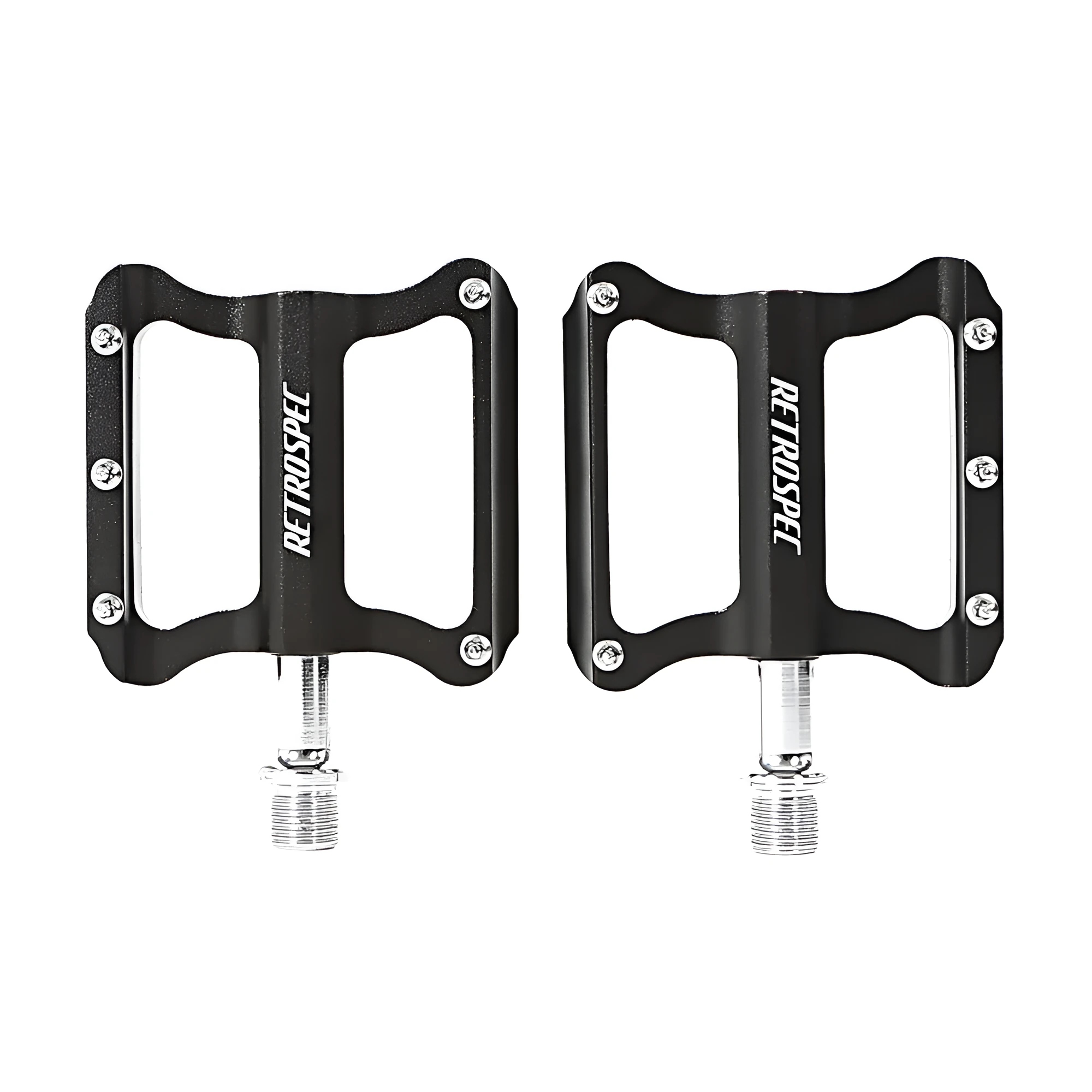 Pair of black aluminium CNC machined mountain bike pedals with anti-skid nails sealed bearing