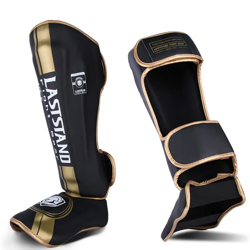 Sanda boxing training leggings in black and gold with instep design