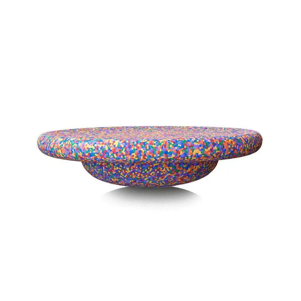 Plastic wood-grain surf balance board for a child aged 4-6 years.