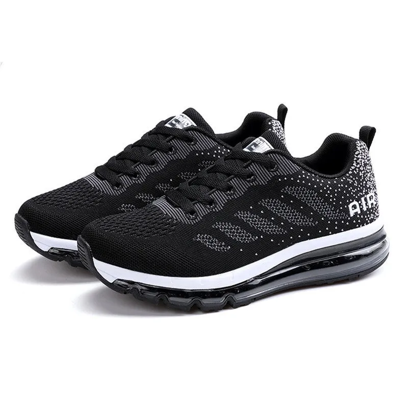 Spring men's and women's casual shoes with fly woven upper, rubber sole, available in black and white and other colours
