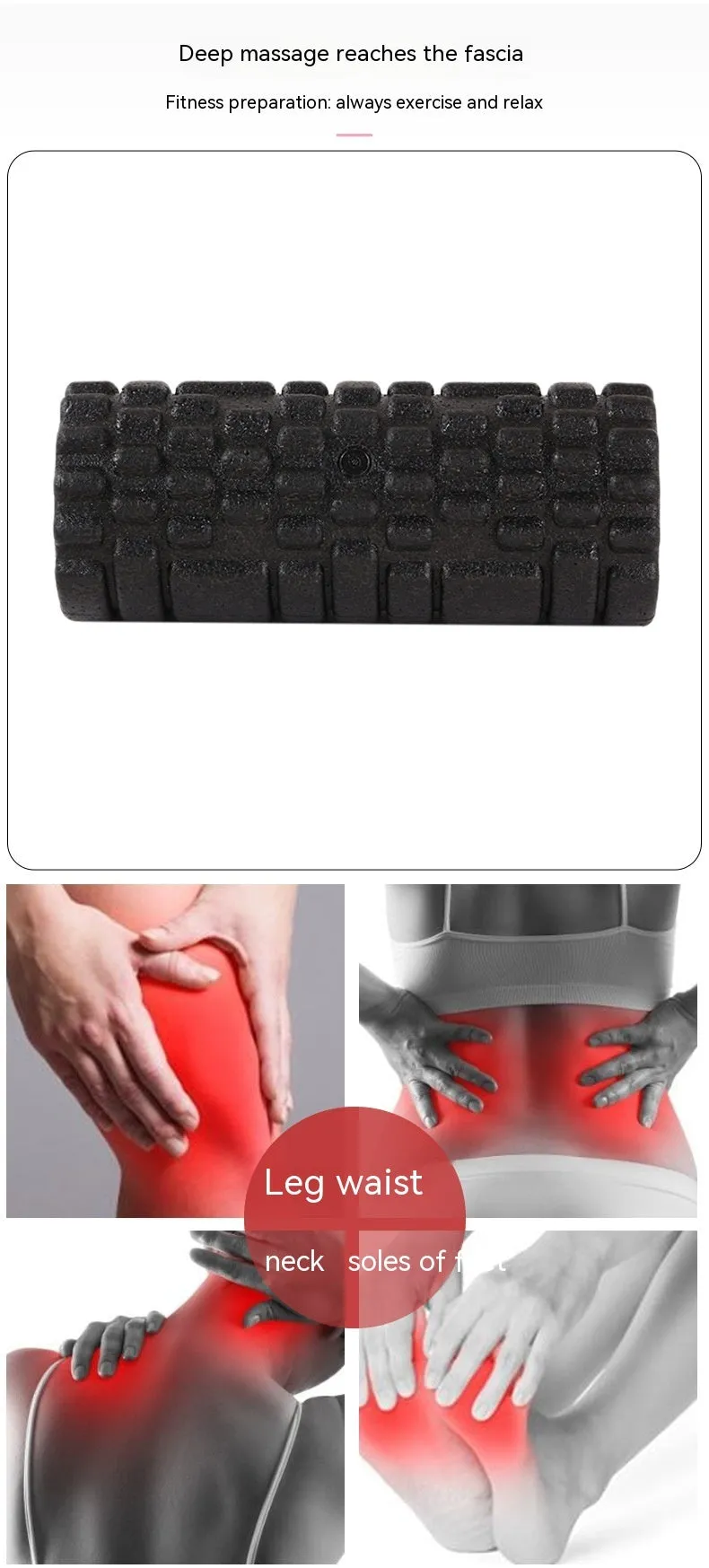 Hollow black EPP foam roller 33x14cm on flat surface for Pilates and balance exercises