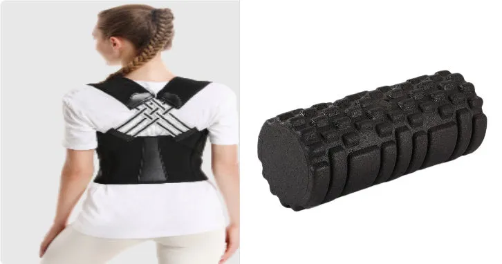 Hollow black EPP foam roller 33x14cm on flat surface for Pilates and balance exercises