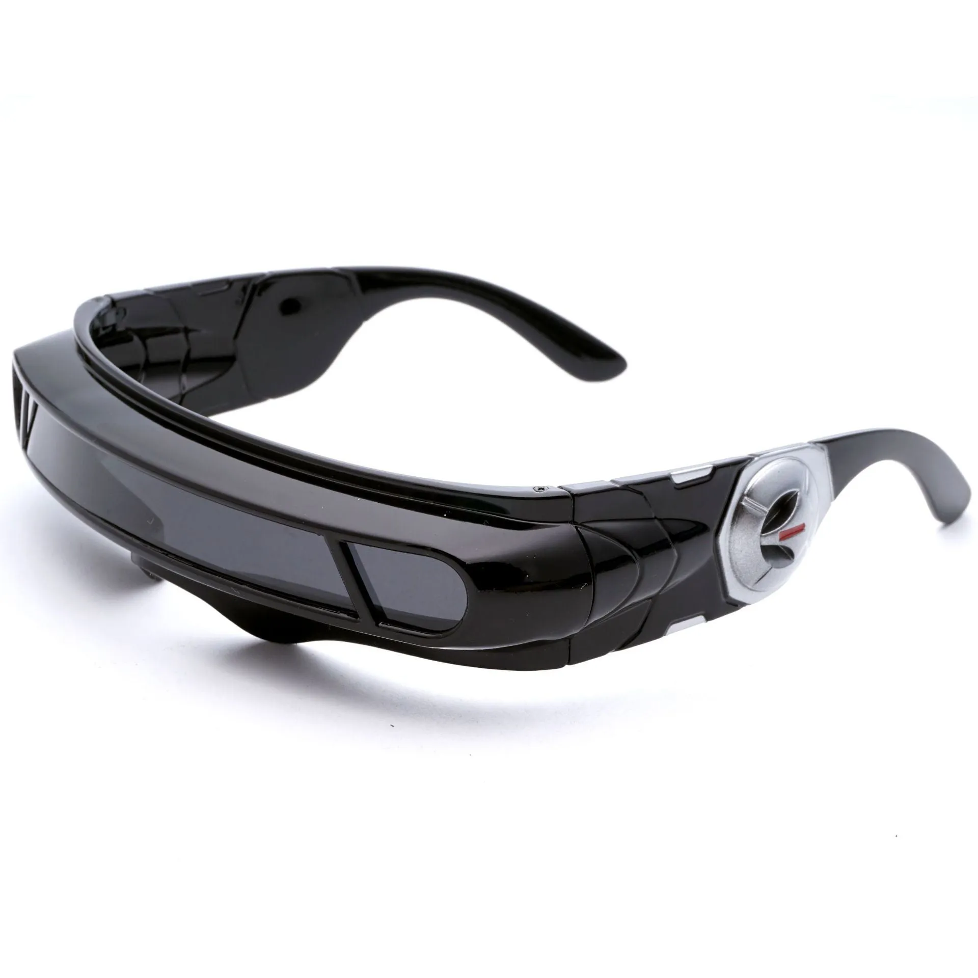 Black polarised sports sunglasses with a choice of grey, red mercury, or blue mercury lenses.