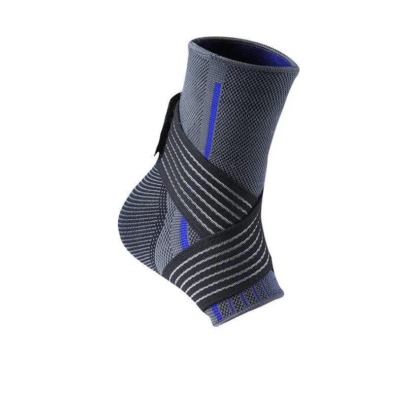Red nylon ankle support brace with adjustable straps and 3D braiding for sprain protection