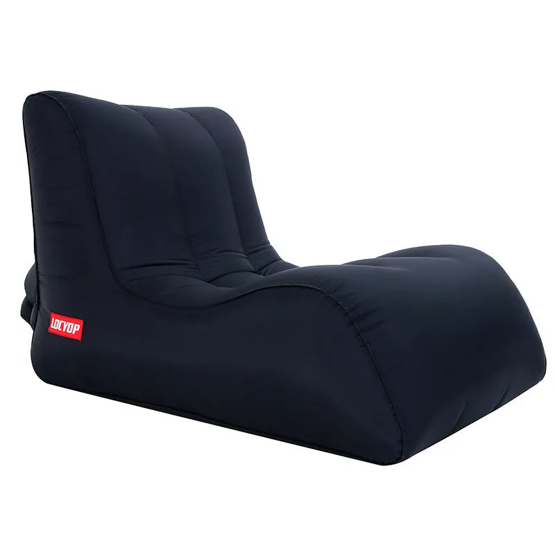 Air sofa outdoor portable single inflatable bed in black, 210T nylon, 0.94kg, 200kg capacity