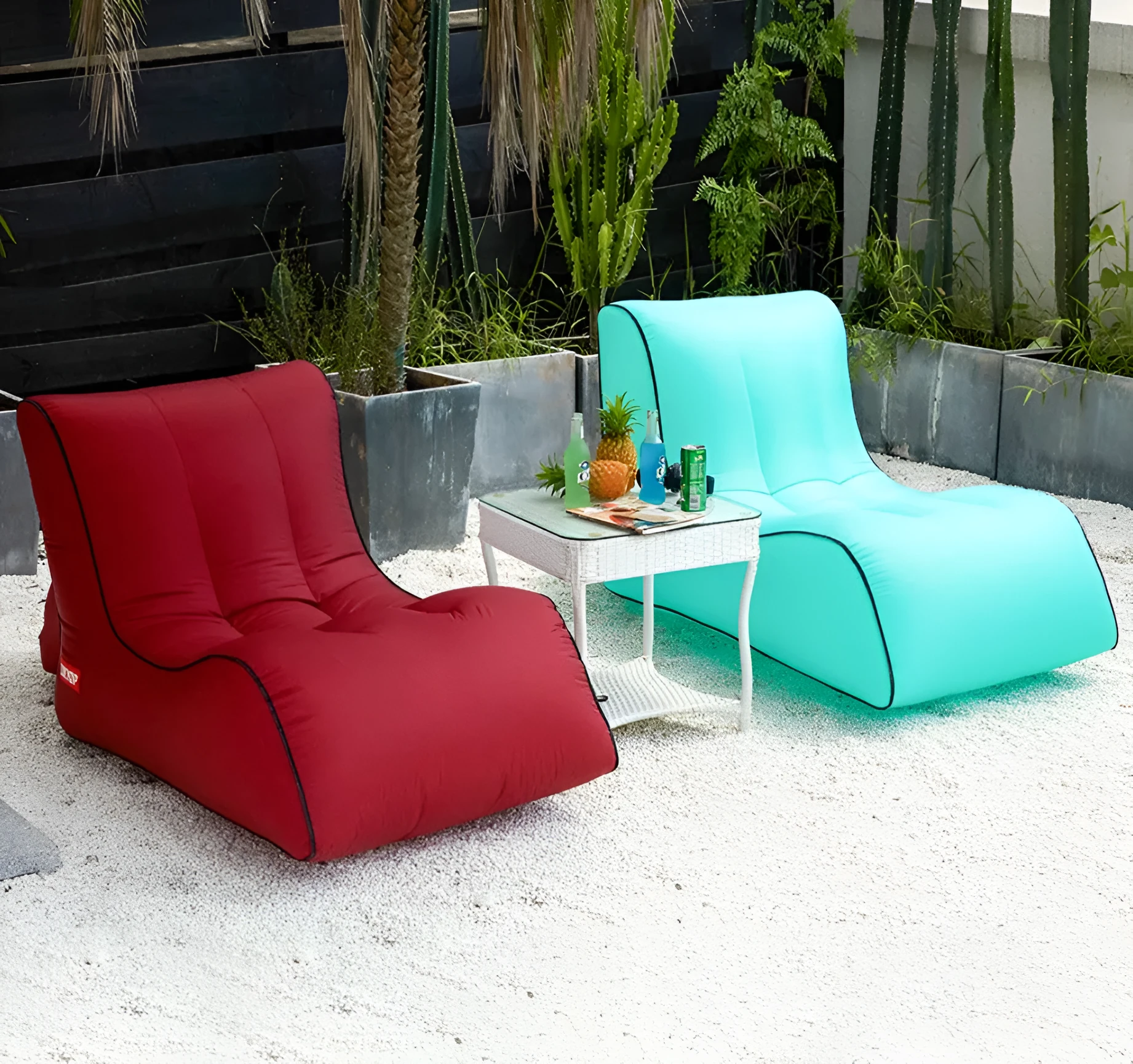 Air sofa outdoor portable single inflatable bed in black, 210T nylon, 0.94kg, 200kg capacity
