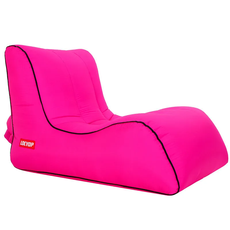 Air sofa outdoor portable single inflatable bed in black, 210T nylon, 0.94kg, 200kg capacity