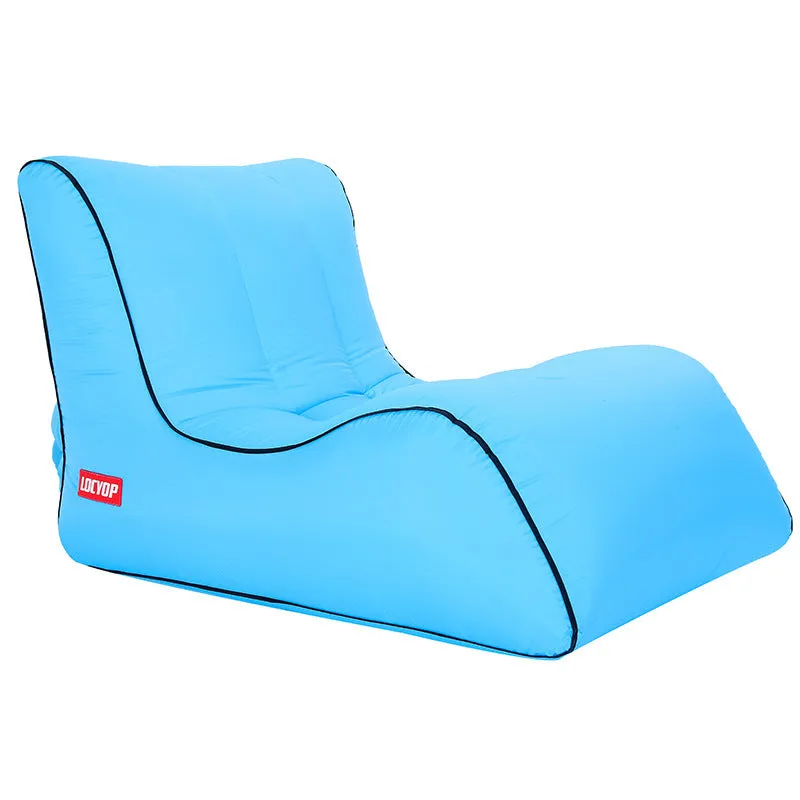 Air sofa outdoor portable single inflatable bed in black, 210T nylon, 0.94kg, 200kg capacity