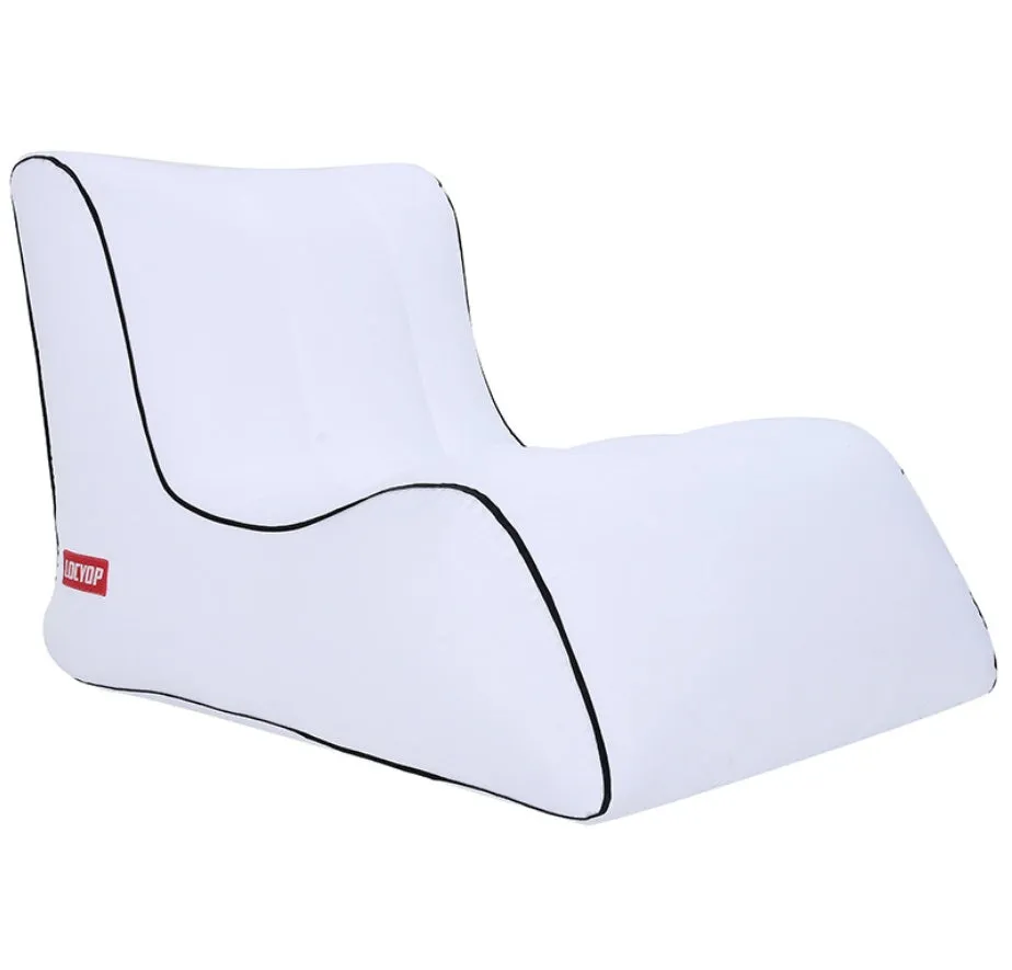 Air sofa outdoor portable single inflatable bed in black, 210T nylon, 0.94kg, 200kg capacity