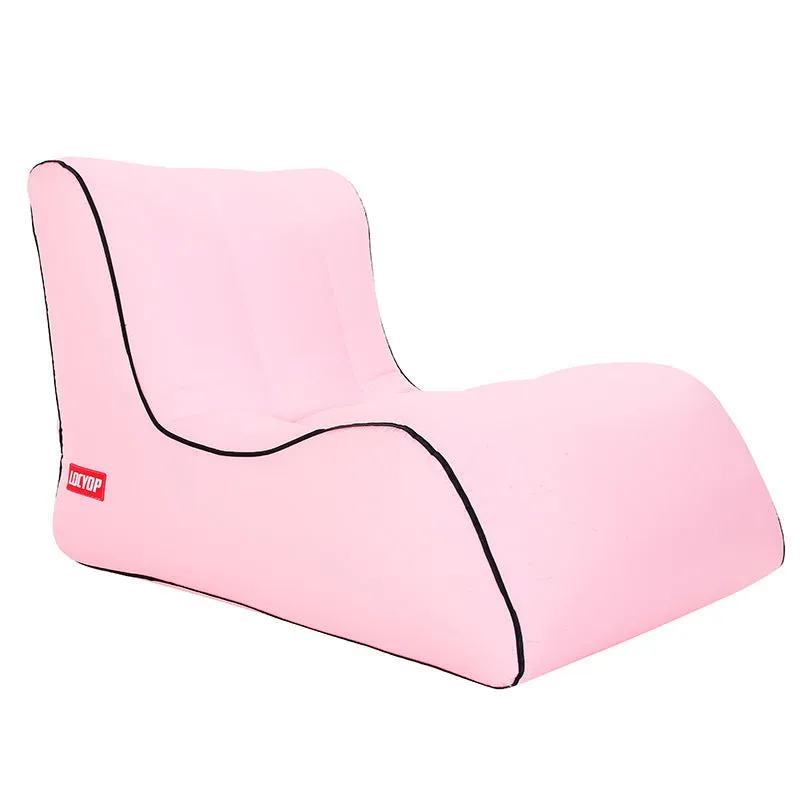 Air sofa outdoor portable single inflatable bed in black, 210T nylon, 0.94kg, 200kg capacity