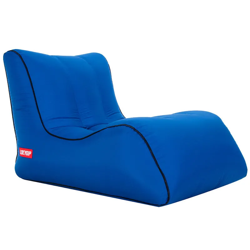 Air sofa outdoor portable single inflatable bed in black, 210T nylon, 0.94kg, 200kg capacity