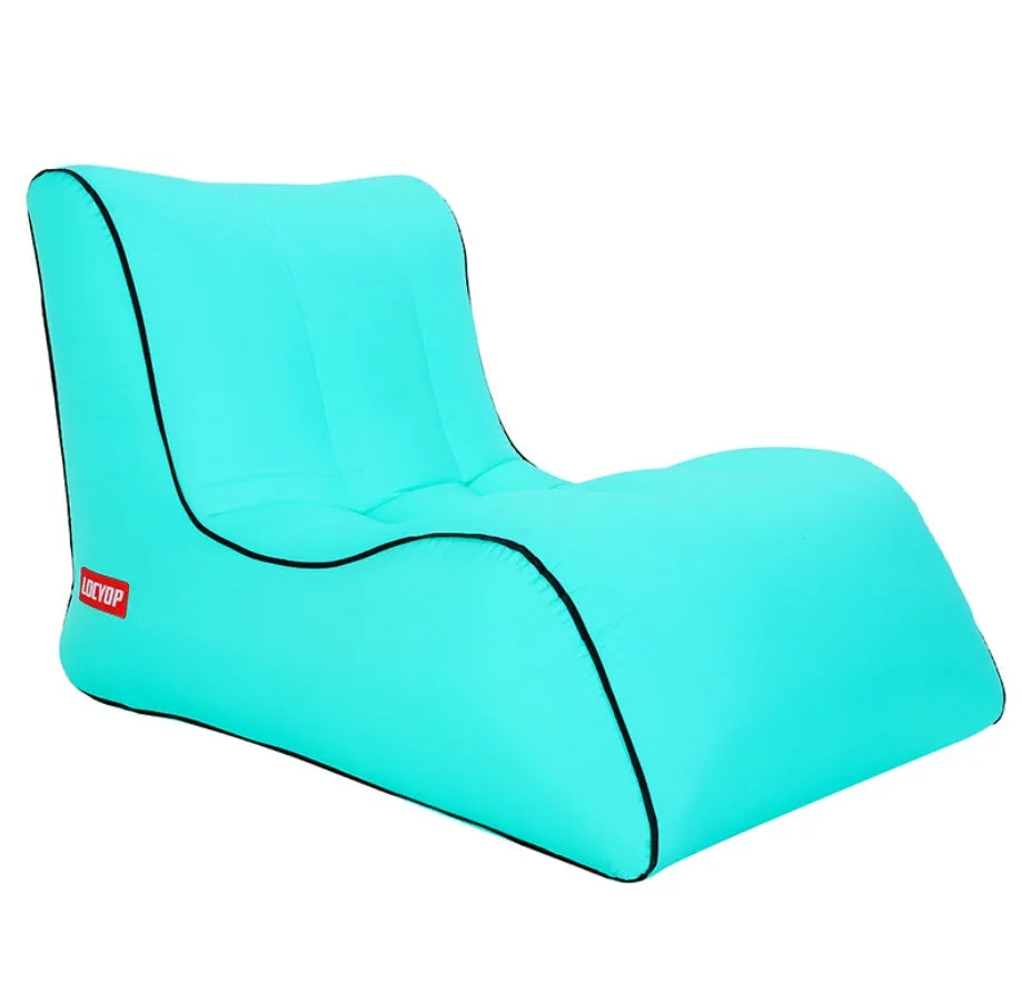 Air sofa outdoor portable single inflatable bed in black, 210T nylon, 0.94kg, 200kg capacity
