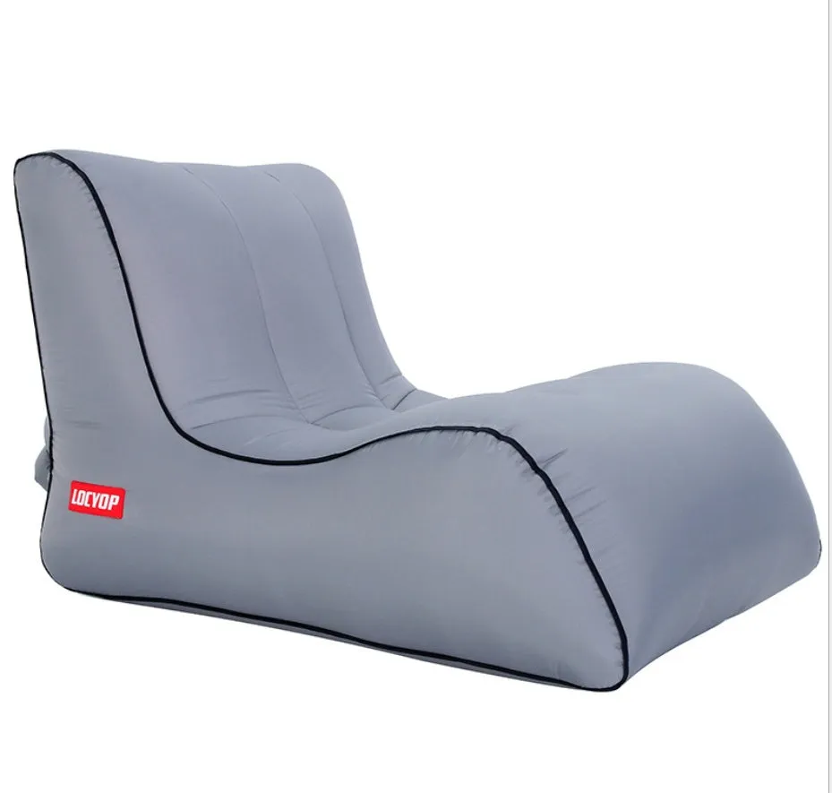 Air sofa outdoor portable single inflatable bed in black, 210T nylon, 0.94kg, 200kg capacity