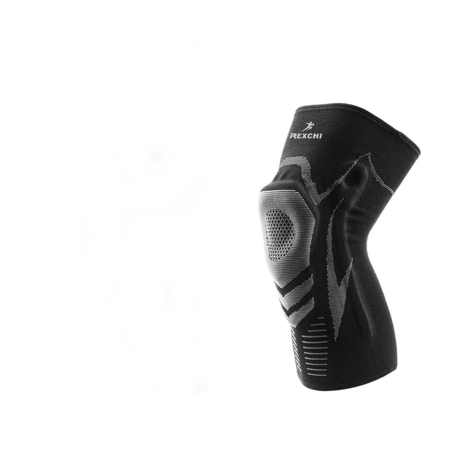 Silicone sports knee pads in black and purple for outdoor fitness with heat feature