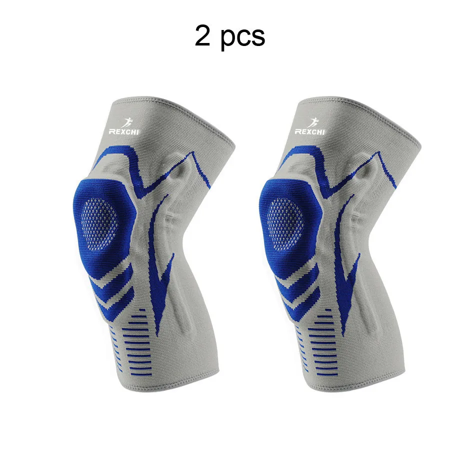 Silicone sports knee pads in black and purple for outdoor fitness with heat feature
