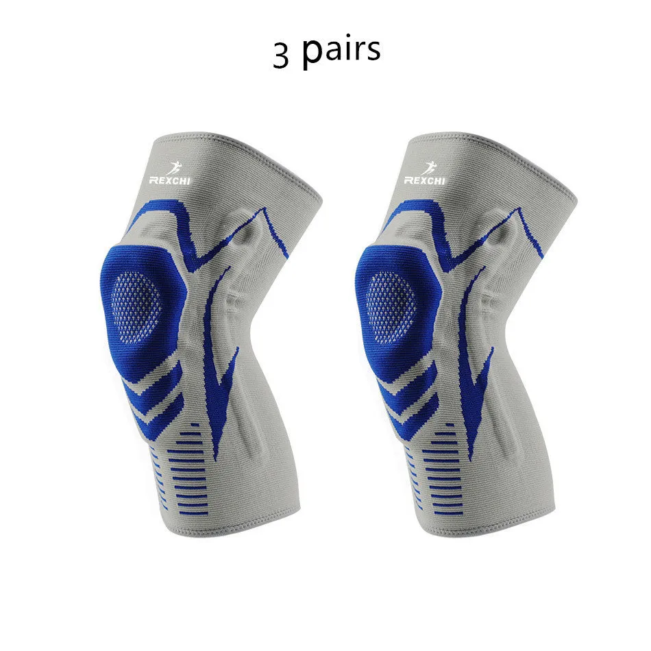 Silicone sports knee pads in black and purple for outdoor fitness with heat feature