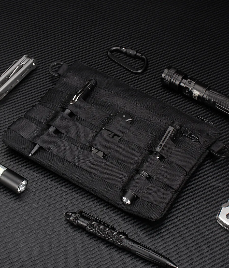 Black Oxford cloth portable outdoor tactical pouch measuring 18cm by 3.5cm