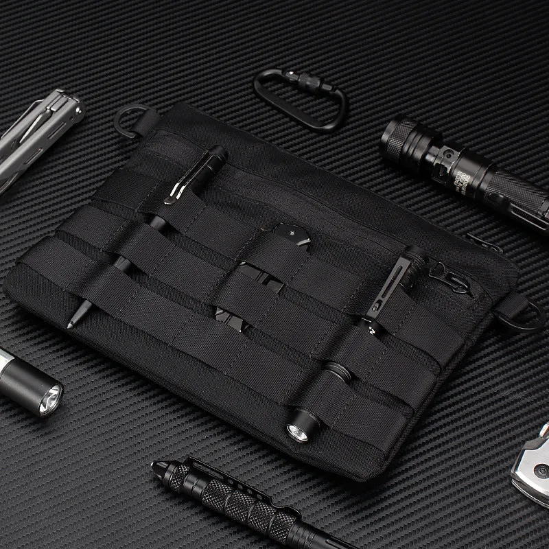 Black Oxford cloth portable outdoor tactical pouch measuring 18cm by 3.5cm