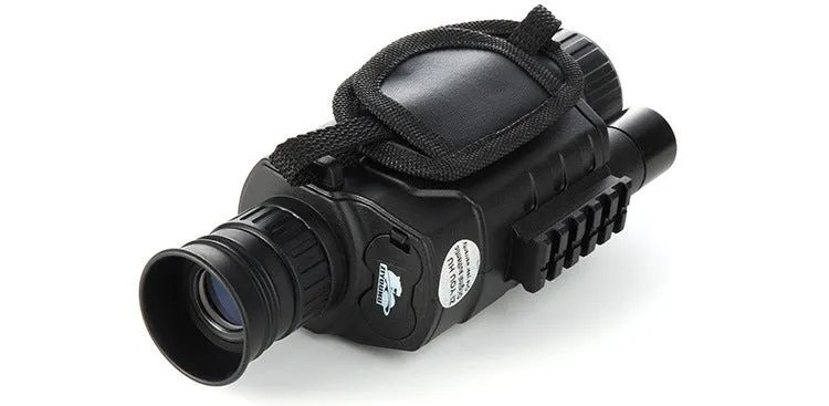 Black digital night vision monocular with 5x magnification, 40mm objective lens, and compact design