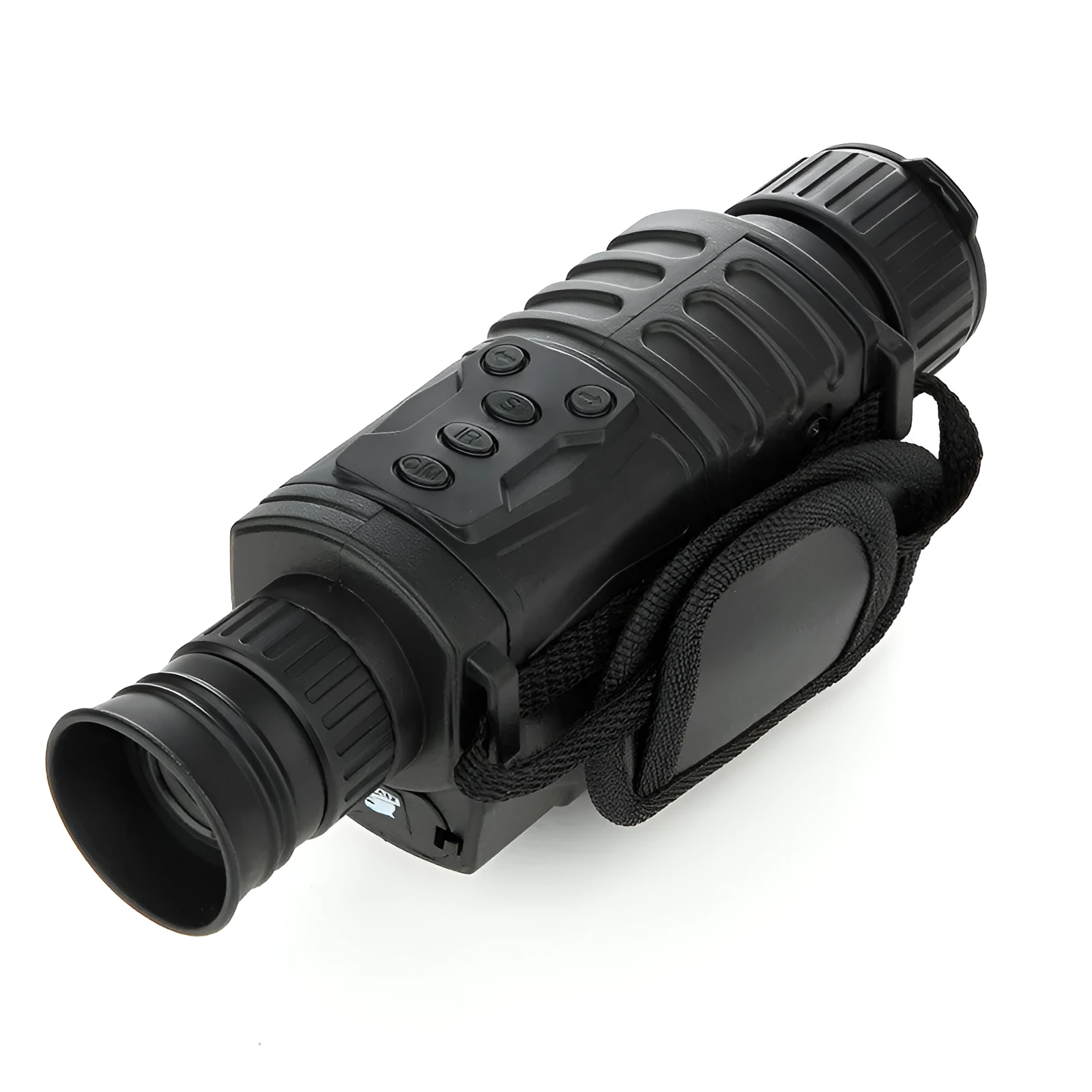 Black digital night vision monocular with 5x magnification, 40mm objective lens, and compact design