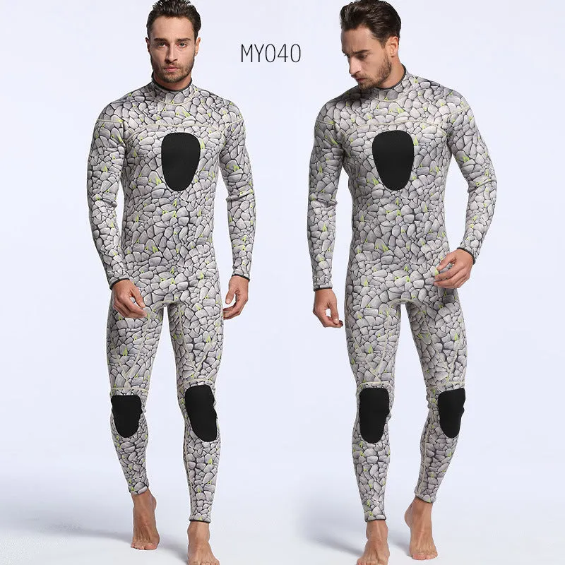 3mm neoprene camouflage diving wetsuit for men for cold water swimming and wading