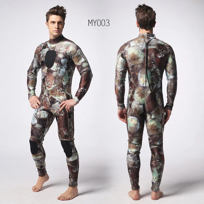 3mm neoprene camouflage diving wetsuit for men for cold water swimming and wading