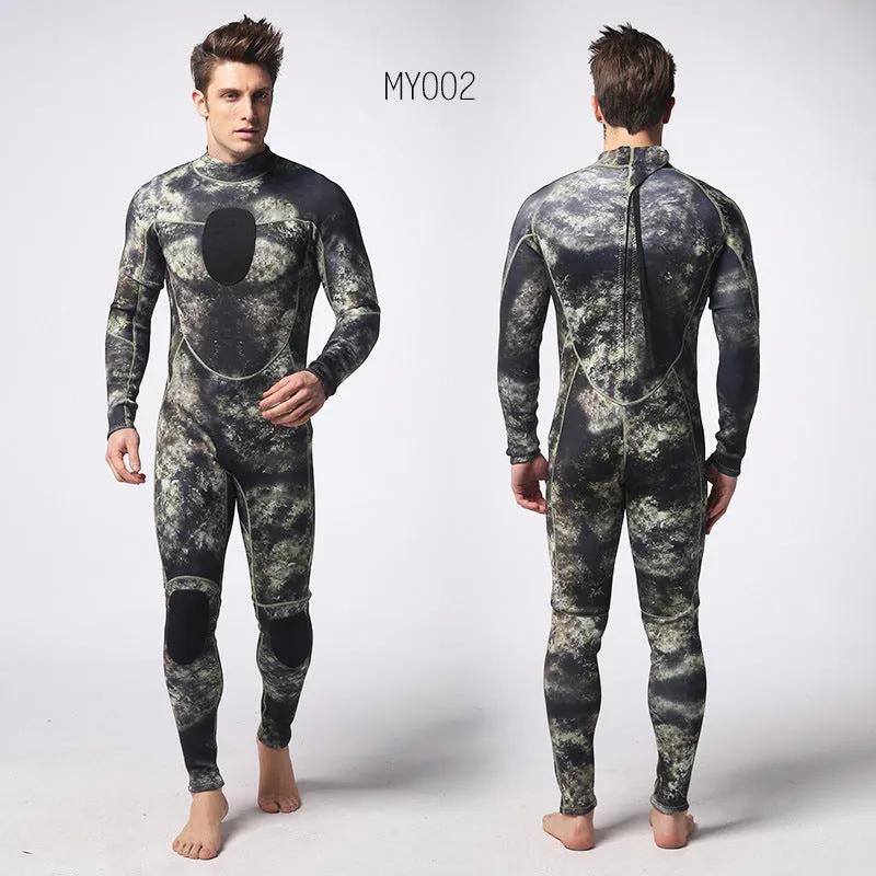 3mm neoprene camouflage diving wetsuit for men for cold water swimming and wading