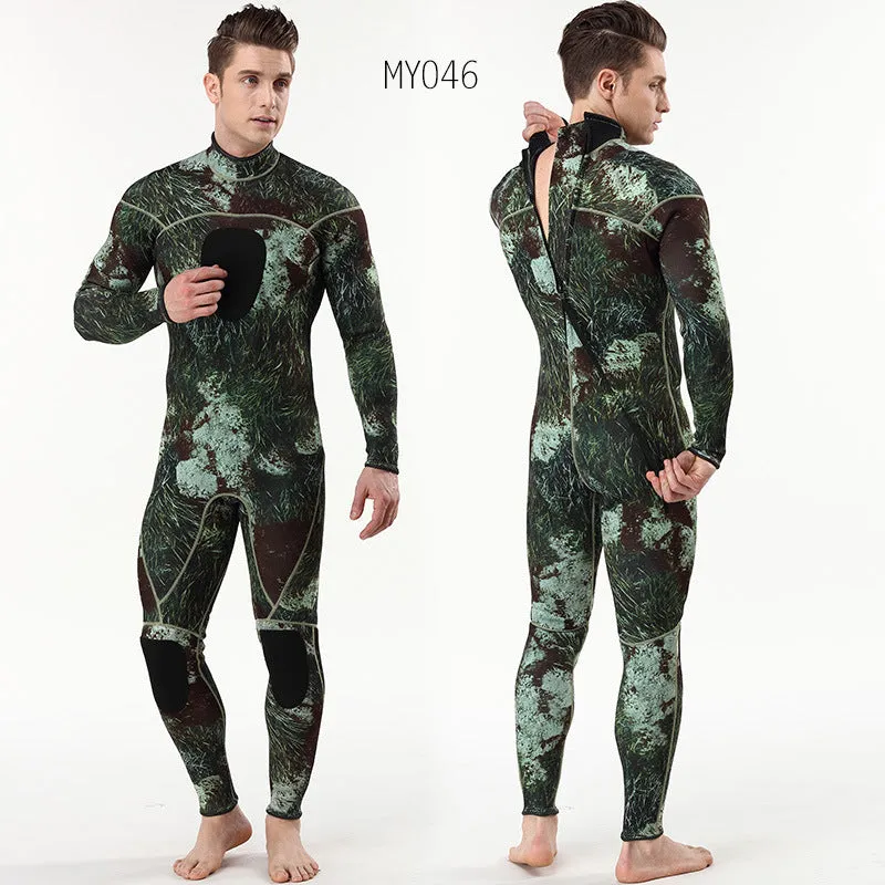 3mm neoprene camouflage diving wetsuit for men for cold water swimming and wading