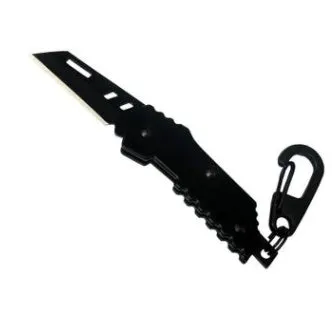 Pocket folding knife 567 black 440C steel serrated blade stainless steel handle 85mm closed length 5mm