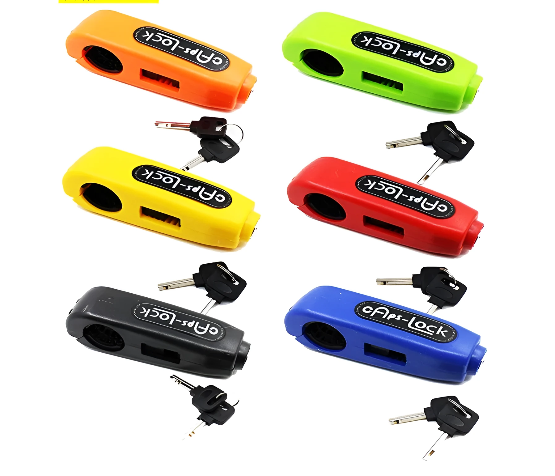 Caps motorcycle scooter security disc lock in red, yellow, blue, orange, black, green colours