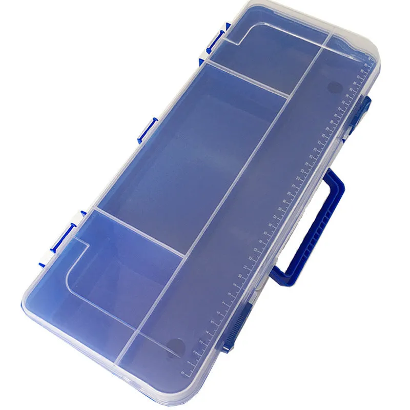 Portable lure rod fishing lure box set in picture colour with rod, reel, baits, hooks, and pliers inside a 46x19x8cm case