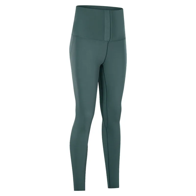 Women's high-waist yoga running pants in black, nine-length tight fit with moisture-wicking fabric